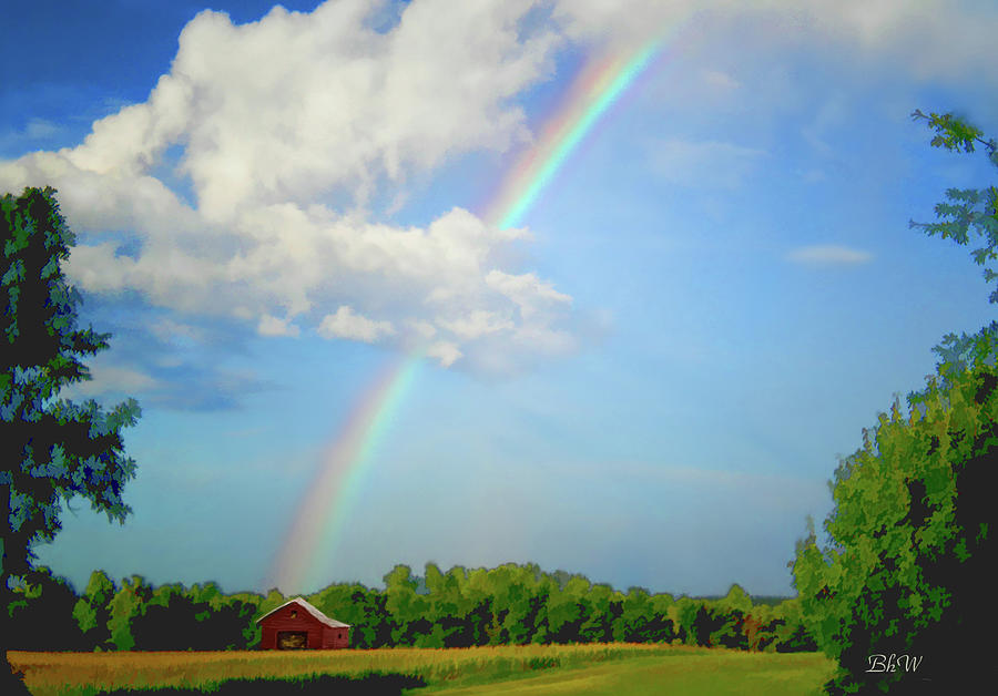 Rainbow on the farm Digital Art by Bonnie Willis