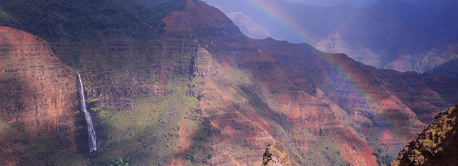 Nature Photograph - Rainbow Over A Canyon, Waimea Canyon by Panoramic Images