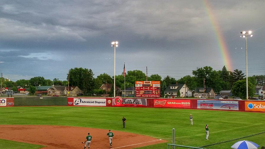Rainbow Over Ballpark Photograph by Brook Burling