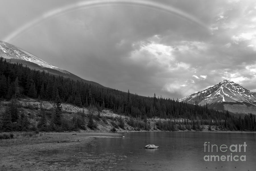 Rainbow Over Beauty Creek Black And White Photograph by Adam Jewell
