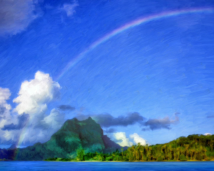 Beach Painting - Rainbow Over Bora Bora by Dominic Piperata
