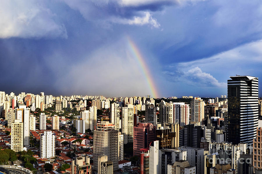 Rainbow over City Skyline - Sao Paulo Photograph by Carlos Alkmin
