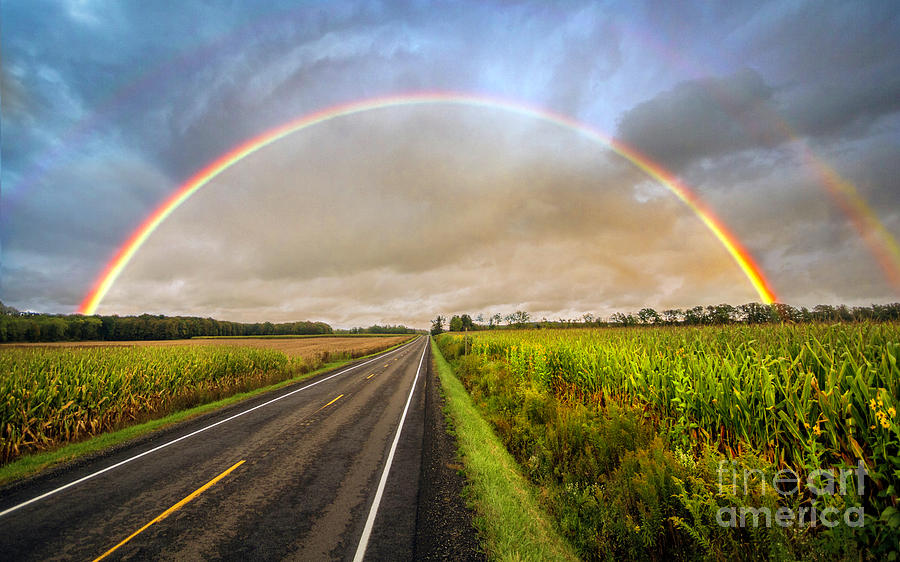 Rainbow Over Cornfields Photograph by Karen Jorstad