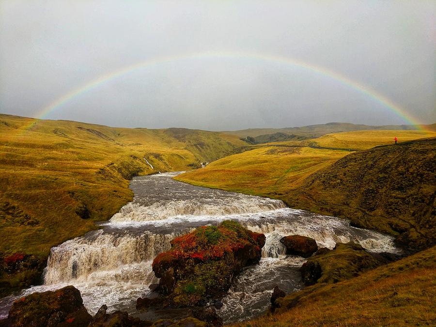 Rainbow over Falls on Skoga River Photograph by William Slider