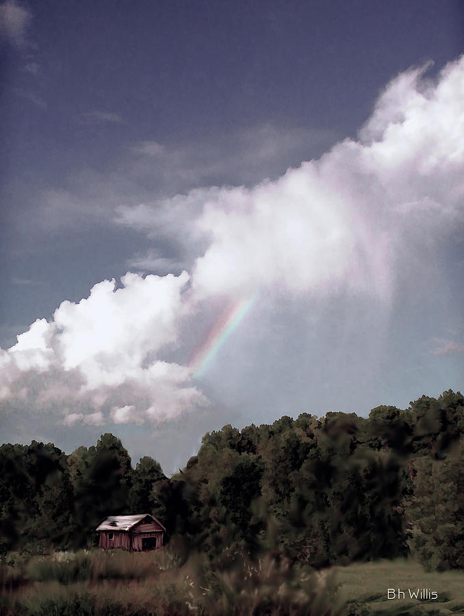 Rainbow over farm Mixed Media by Bonnie Willis