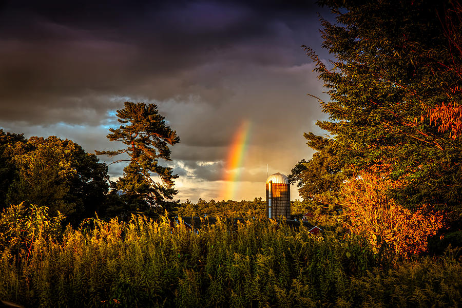 Rainbow over Farm Photograph by Lilia S