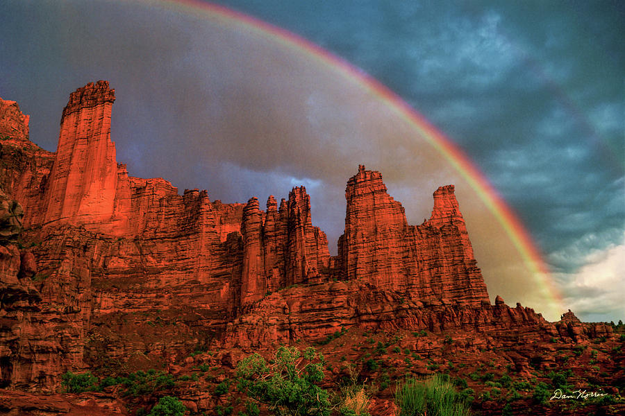 Rainbow Over Fisher Towers Photograph by Dan Norris