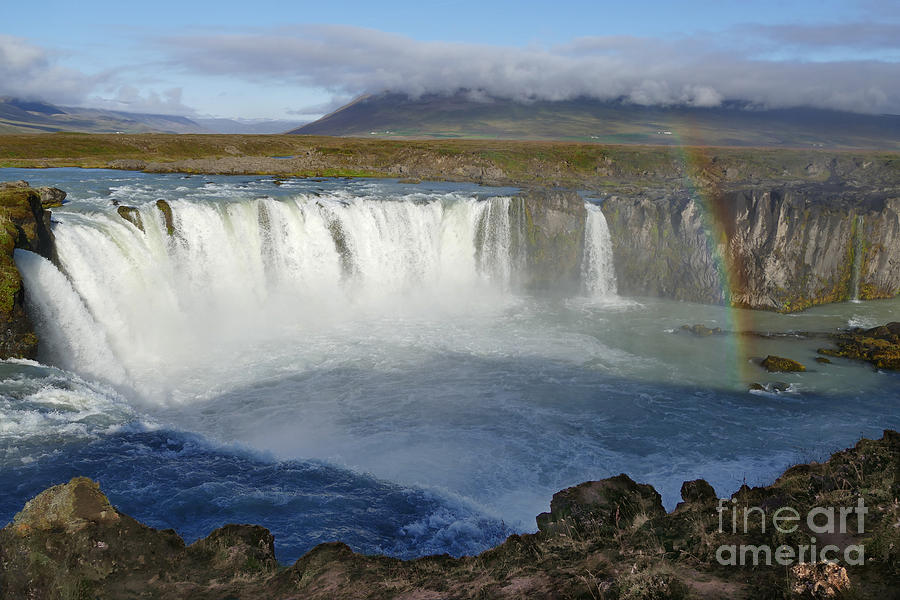 Rainbow over Godafoss Waterfall Iceland Photograph by Catherine Sherman
