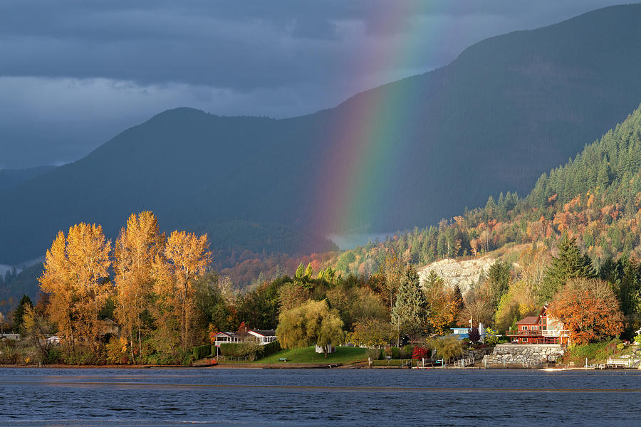 Rainbow over Hatzic Lake Photograph by Michael Russell