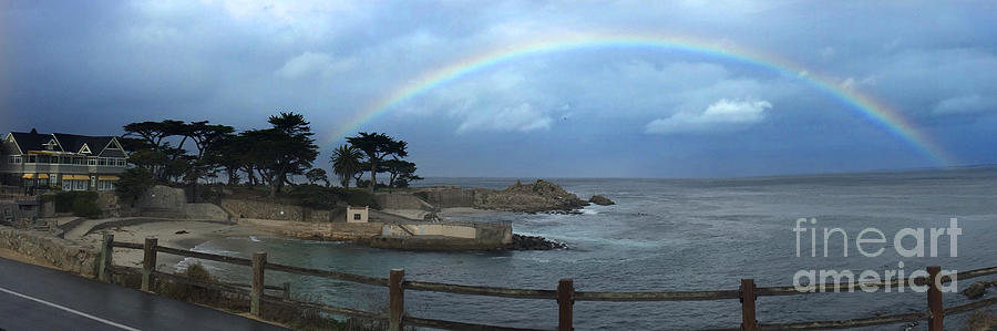 Pier Photograph - Rainbow over Lovers Point Pacific Grove 2015 by Monterey County Historical Society