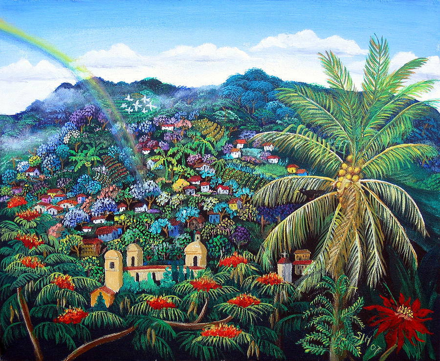 Rainbow over Matagalpa Painting by Sarah Hornsby