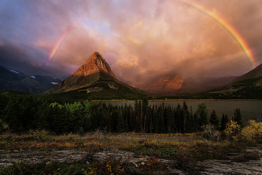 Rainbow over Mt Gould Photograph by Rick Strobaugh