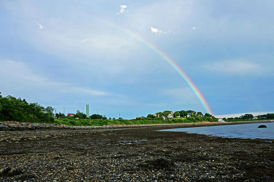 Rainbow over Nut Island and Wollaston Beach Photograph by Toby McGuire