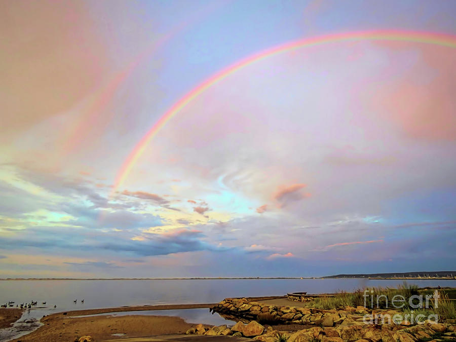 Rainbow over Plymouth Harbor  Photograph by Janice Drew