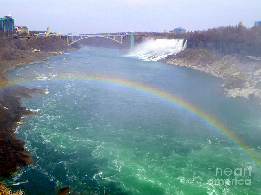 Rainbow over Rainbow Bridge and The Falls Photograph by Lingfai Leung