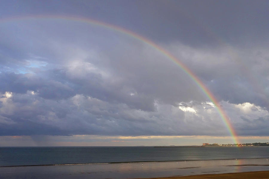 Rainbow Over Revere Beach Revere MA Cloudy Sky Photograph by Toby McGuire