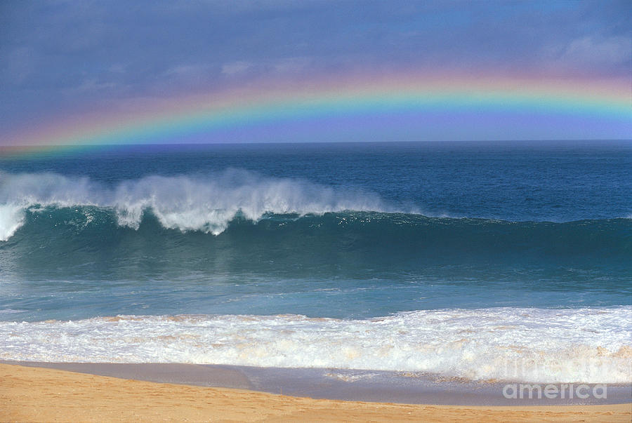 Beach Photograph - Rainbow Over Shore by Ali ONeal - Printscapes
