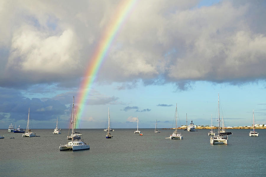 Rainbow over Simpson Bay Saint Martin Caribbean Photograph by Toby McGuire