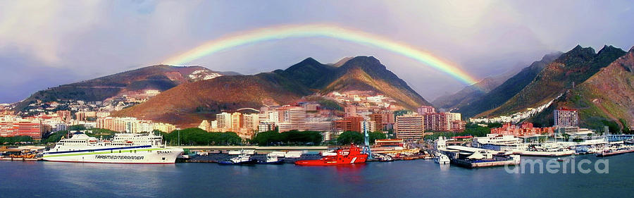 Rainbow over Tenerife Panoramic Photograph by Sue Melvin