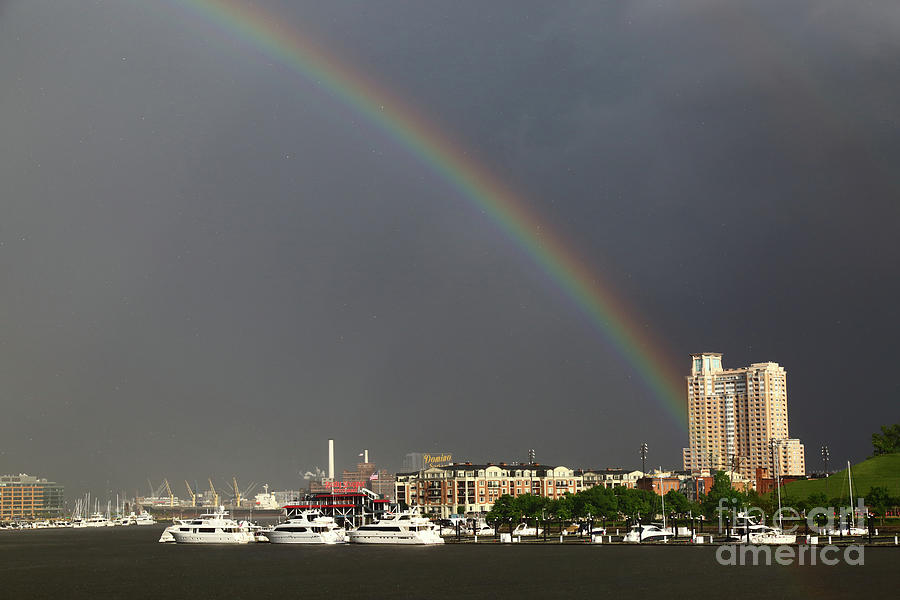 Rainbow over the Inner Harbor Baltimore Photograph by James Brunker