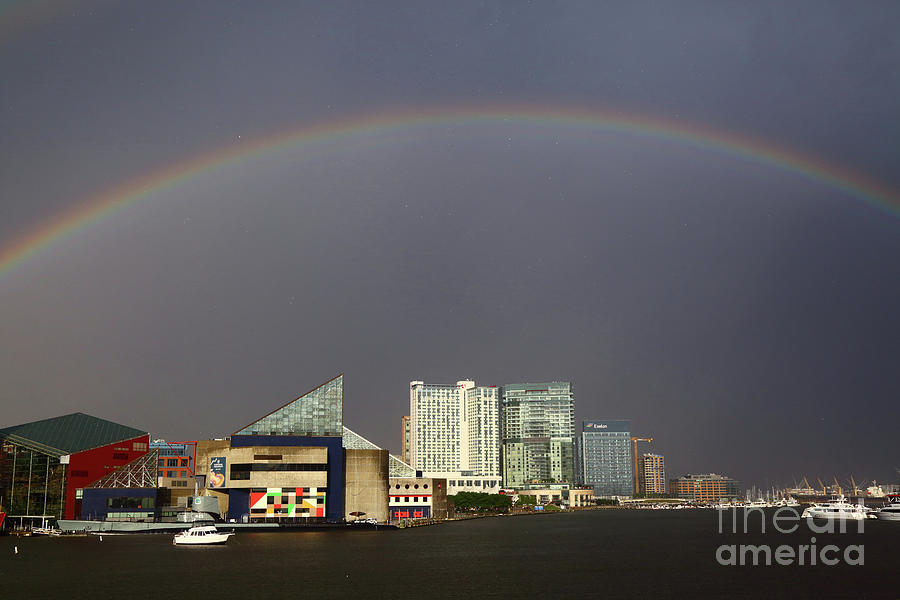Rainbow over the National Aquarium Baltimore Photograph by James Brunker