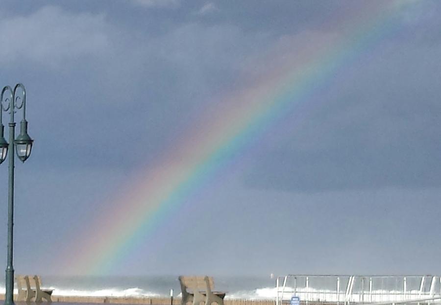 Rainbow Over The Ocean In Belmar Photograph