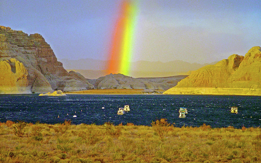 Rainbow over Wahweap Bay in Lake Powell in Glen Canyon National Recreation Area-Arizona  Photograph by Ruth Hager