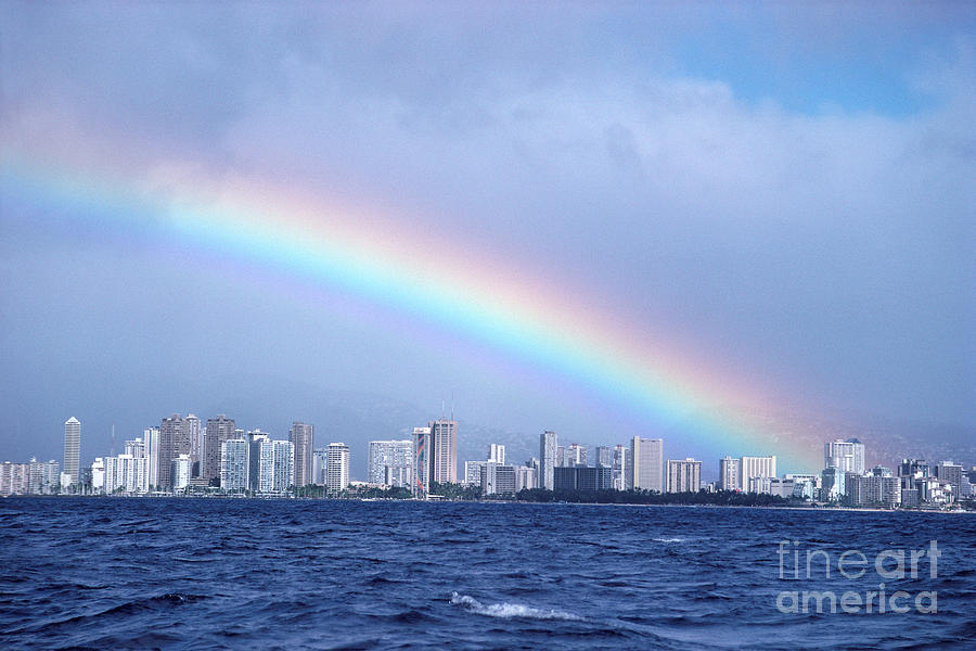 Rainbow Over Waikiki Photograph by Mary Van de Ven - Printscapes