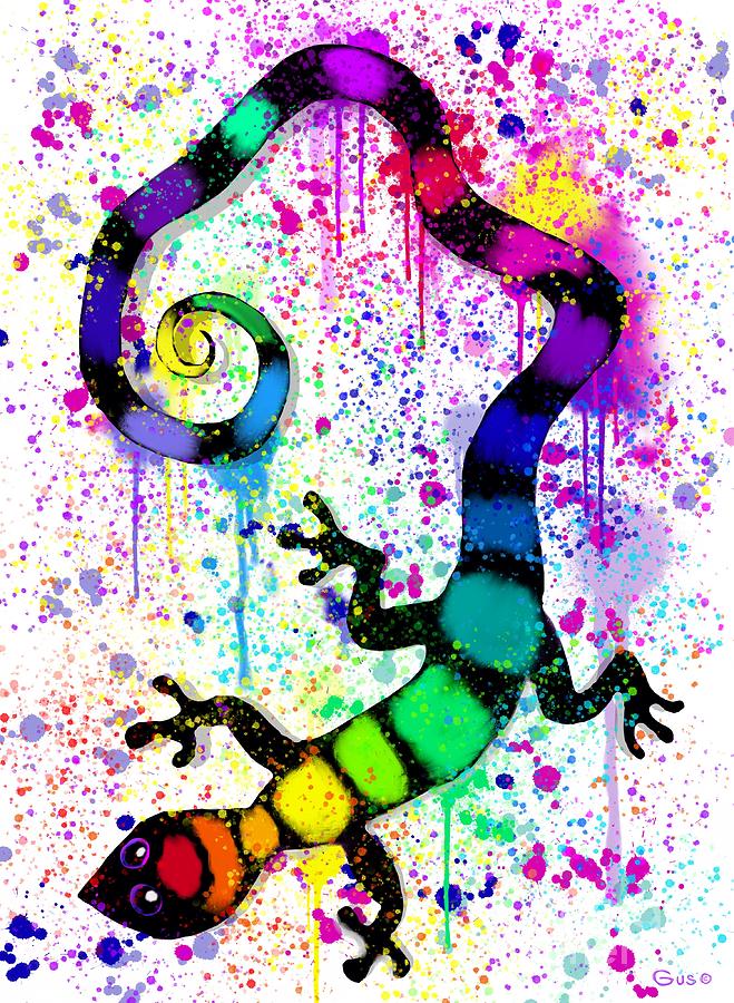 Rainbow Painted Gecko Digital Art by Nick Gustafson