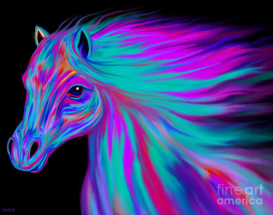 Rainbow Painted Horse  Digital Art by Nick Gustafson