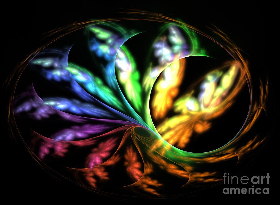 Abstract Digital Art - Rainbow Papillon by Kim Sy Ok
