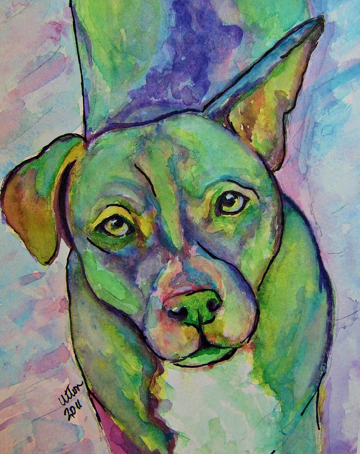 Rainbow Pitbull Painting by Pam Utton - Fine Art America