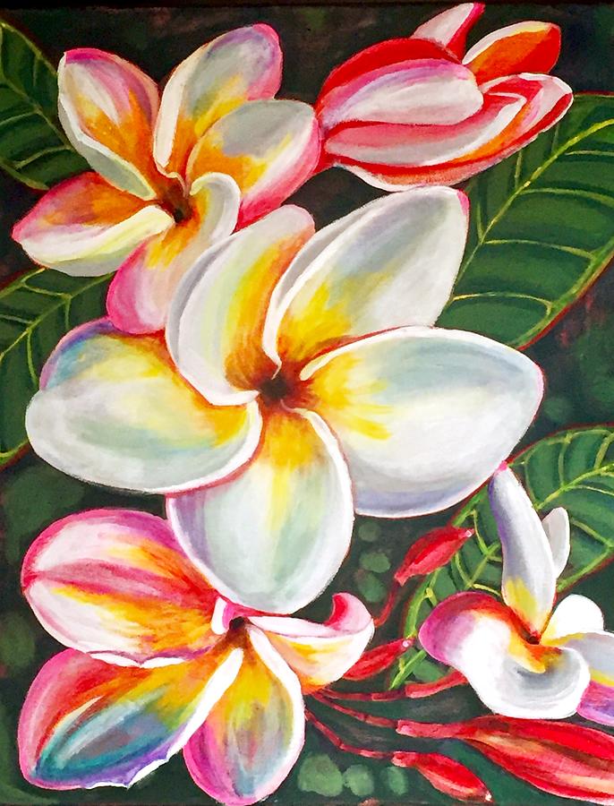 Rainbow Plumeria Painting by Mariko Benjamin - Fine Art America