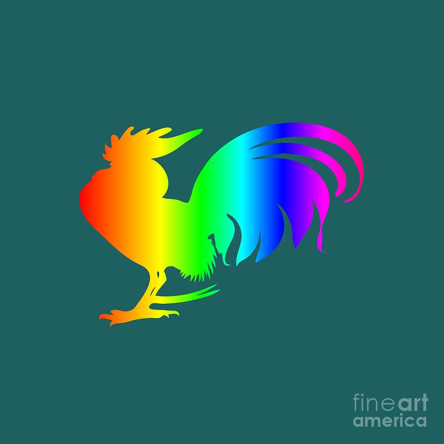 Rainbow Rooster Digital Art by Frederick Holiday - Fine Art America