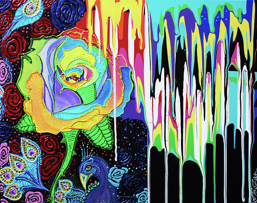 Rainbow Rose Painting by Laura Barbosa
