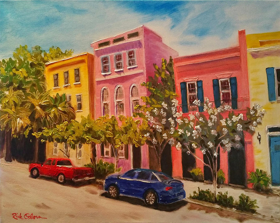 Charleston  - Rainbow Row Charleston by Rick Osborn