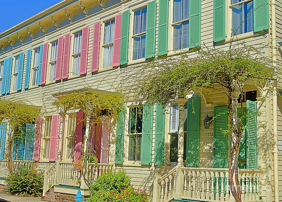 Architecture Photograph - Rainbow Row in Savannah by Linda Covino