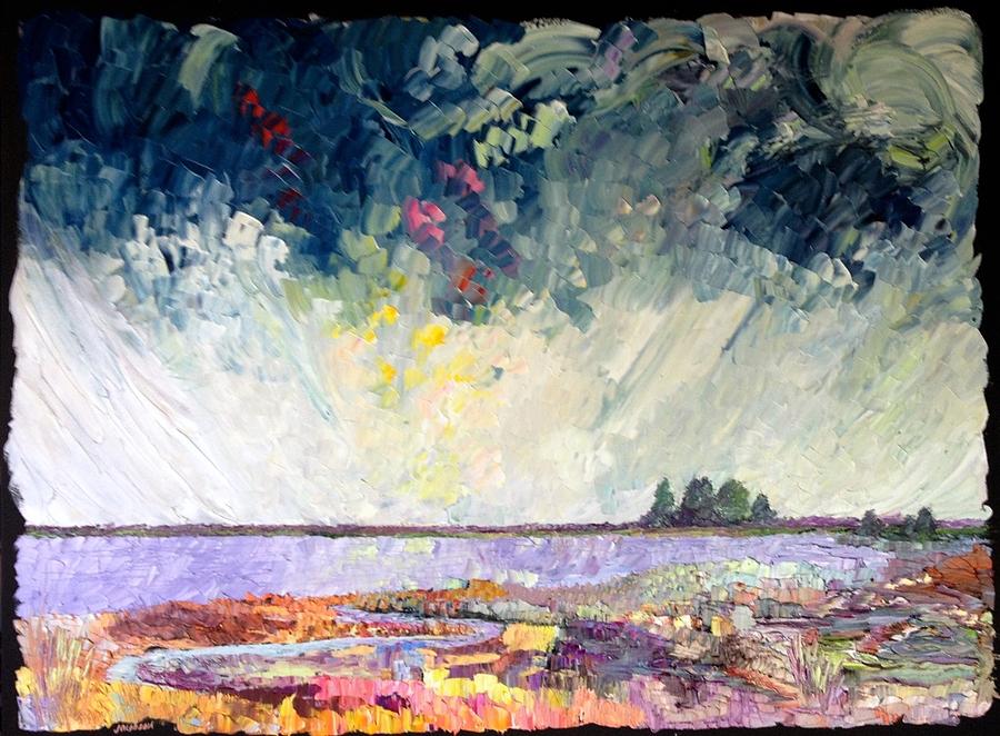 Rainbow Salt Marsh Painting by Carrie Jacobson