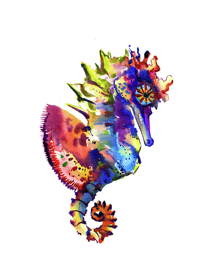 Rainbow Seahorse Painting by Suren Nersisyan