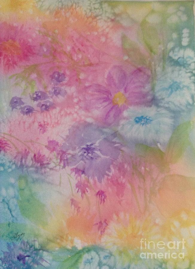 Wildflowers Abstract - Rainbow Sherbert Painting by Ellen Levinson