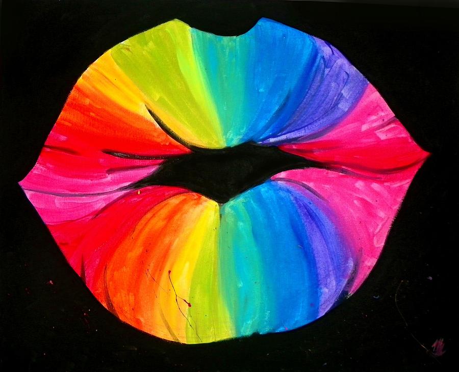 Rainbow Smooch Painting by Marisela Mungia