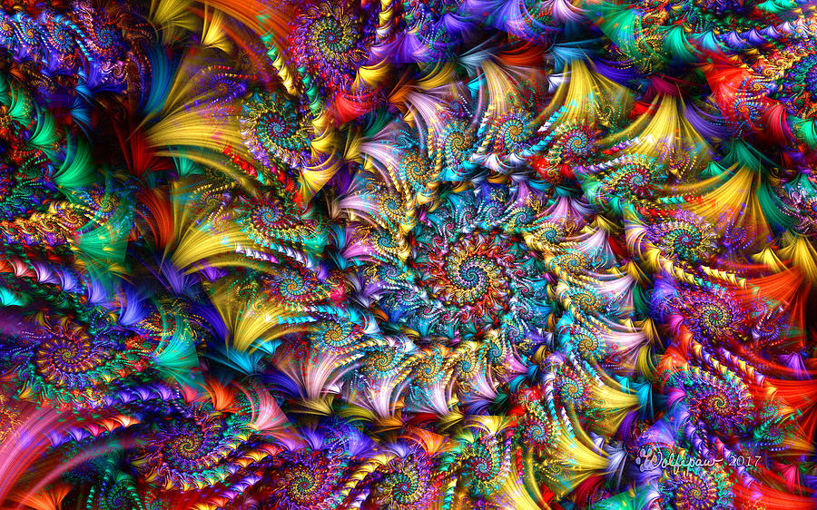 Rainbow Spiral Brocade Digital Art by Peggi Wolfe