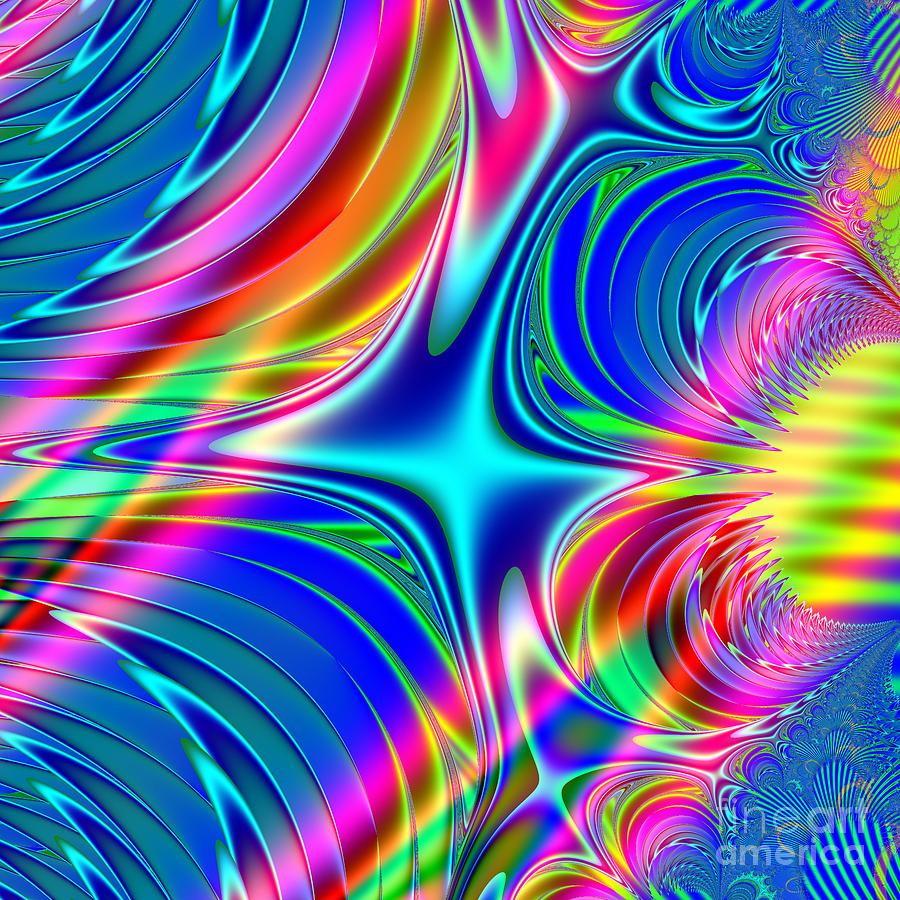Abstract Digital Art - Rainbow Splash Fractal Abstract by Rose Santuci-Sofranko