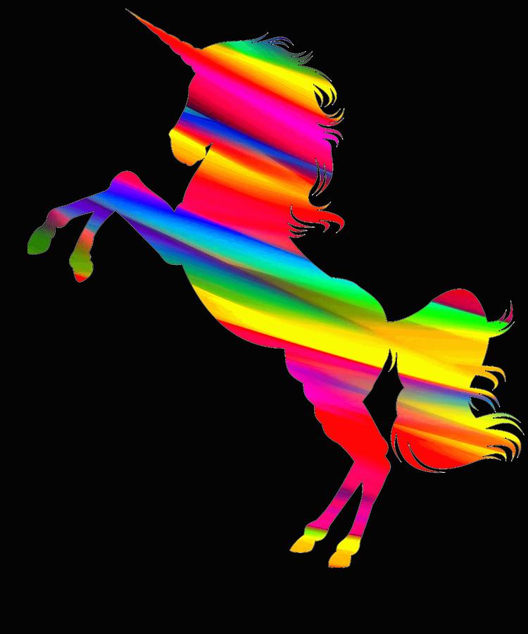 Rainbow striped unicorn Digital Art by Lin Watchorn - Fine Art America