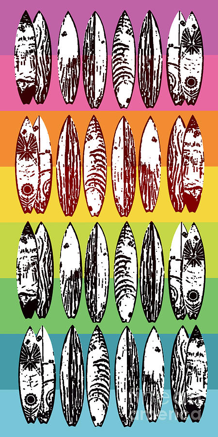 Pattern Digital Art - Rainbow Surf Boards by Edward Fielding