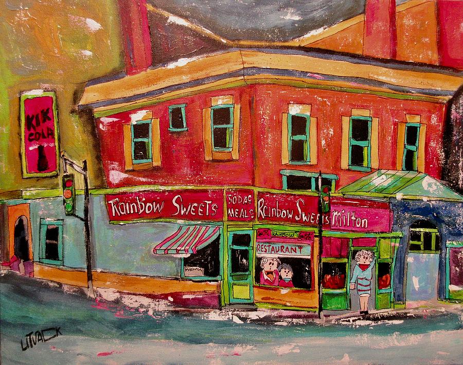 Vintage Rainbow Sweets Park and Milton 1977 Painting by Michael Litvack