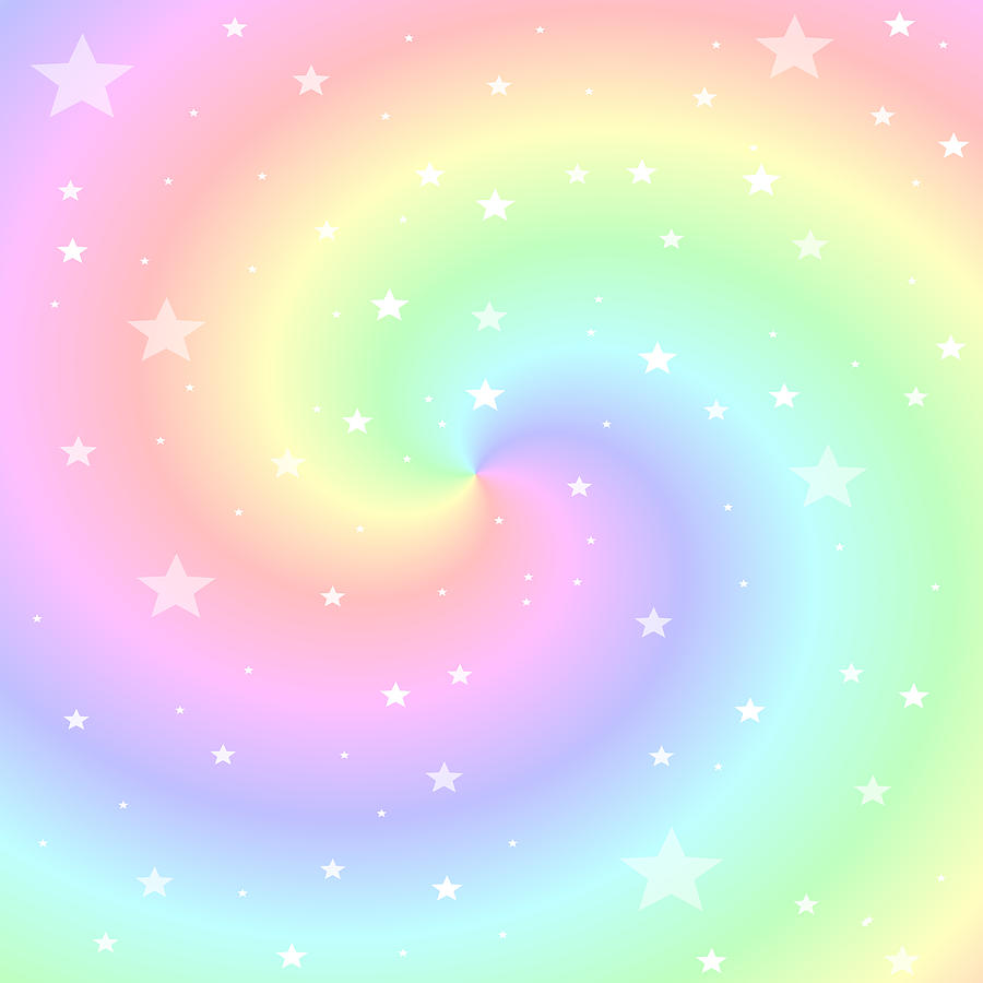 Rainbow Swirl with Stars Digital Art by Marianna Mills