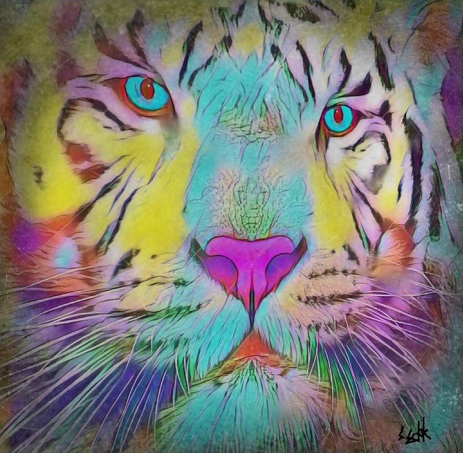 Rainbow Tiger Painting by Susan Solak | Fine Art America