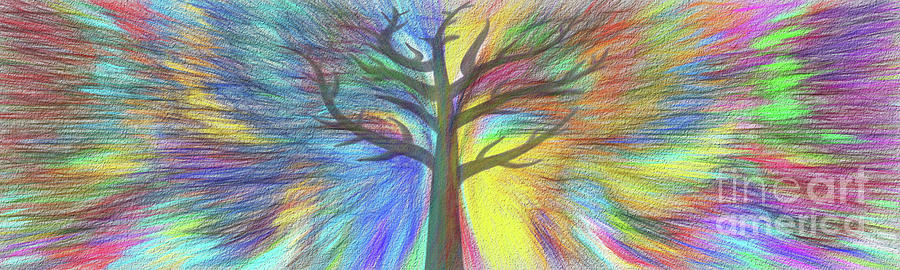 Abstract Digital Art - Rainbow Tree by Kaye Menner by Kaye Menner