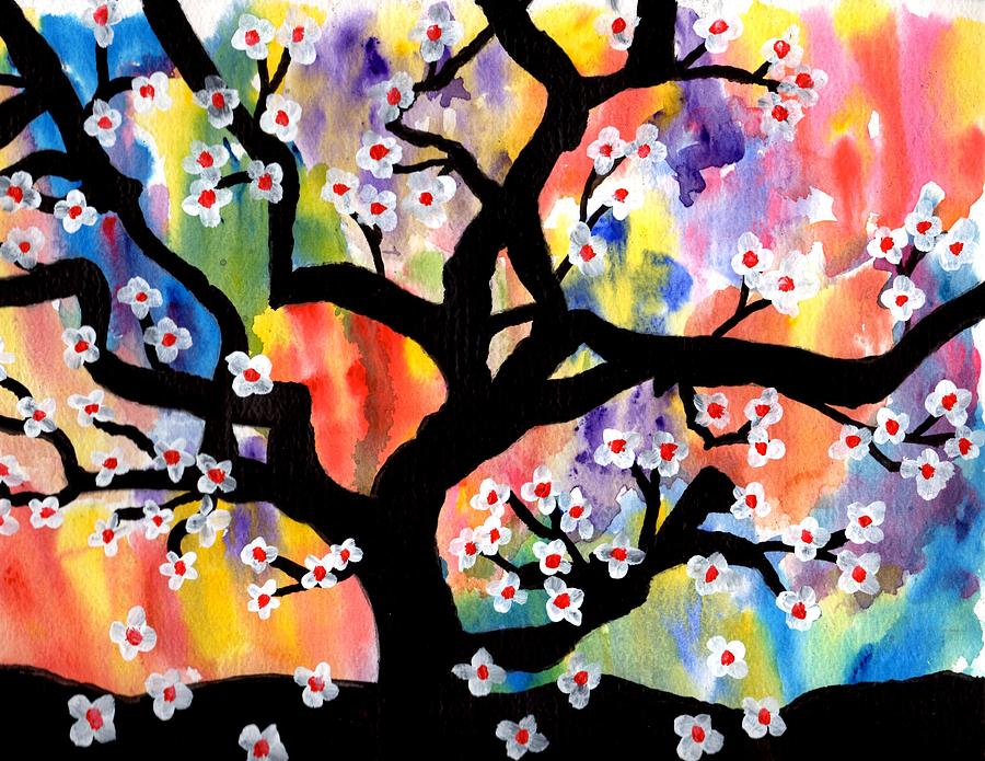 Rainbow Tree Painting by Connie Valasco